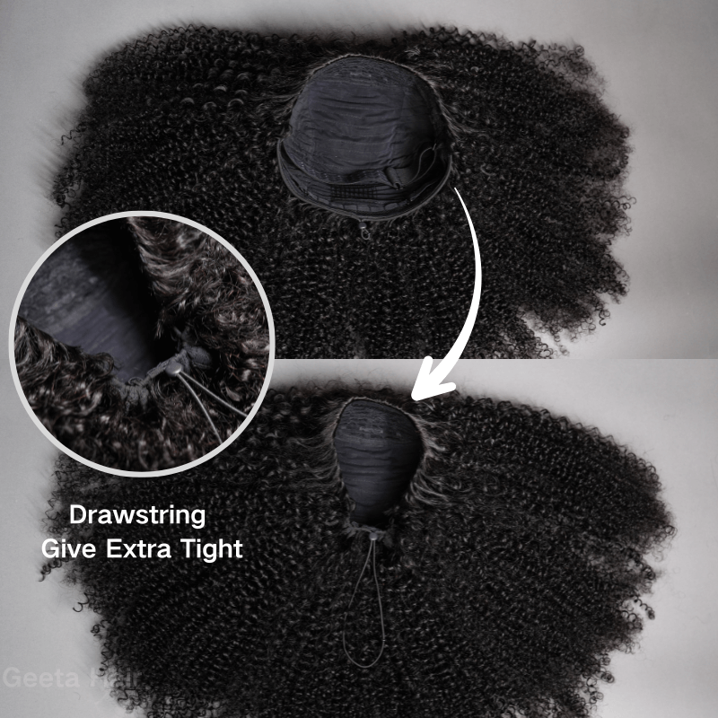 Geeta Kinky Curly Coily Half Wig Invisi Drawstring Glueless Flip Over Wig Flash Sale