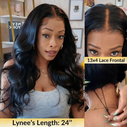Body Wave 13x4 Lace Frontal Wig Human Hair Pre Plucked Pre Bleached 180% Density Beginner Friendly