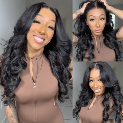 Body Wave 13x4 Lace Frontal Wig Human Hair Pre Plucked Pre Bleached 180% Density Beginner Friendly