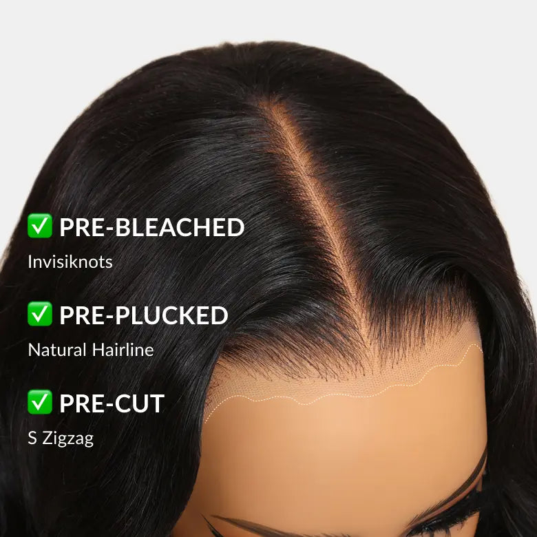 Body Wave 13x4 Lace Frontal Wig Human Hair Pre Plucked Pre Bleached 180% Density Beginner Friendly
