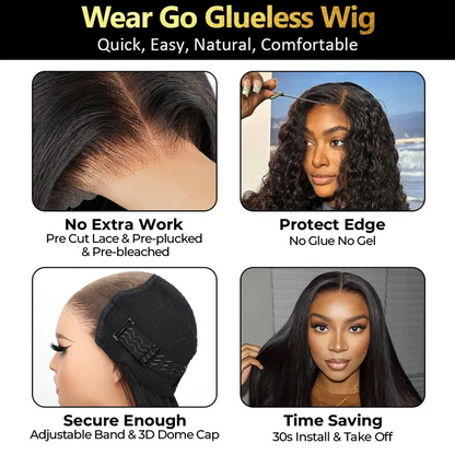 Sale Happening Now: 50% OFF – Pre-Cut Lace Kinky Straight 360 Full Lace Frontal Glueless Wig with a Hidden Adjustable Fit System, Pre-Plucked Human Hair Wig