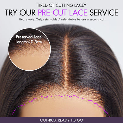 Warm Caramel Brown / Natural Black / Blonde Highlight Deep Curly Glueless 5x5 Closure Pre-Cut Lace Wig