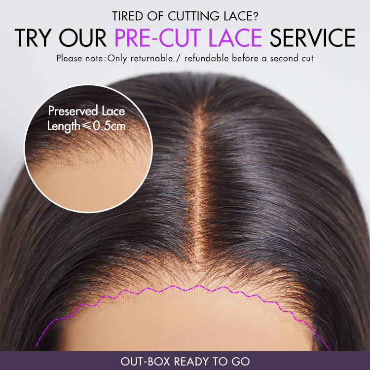 Blonde Highlight / Brown Highlight Short Layered Bob Wig Glueless 5x5 Closure Pre-Cut Lace Wig