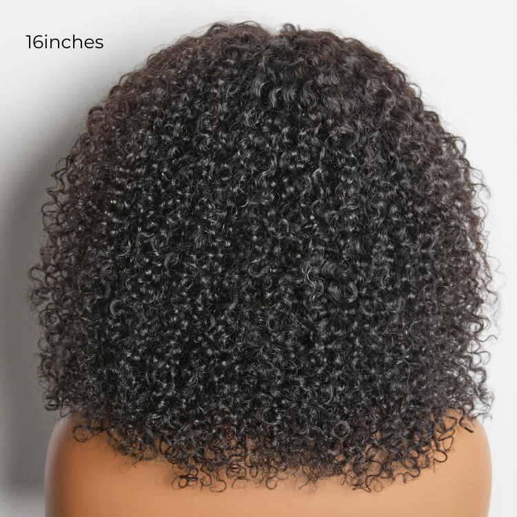 Beginner Friendly 200% Density Glueless 5x5 Closure Pre-Cut Lace Afro Curly Wig Flexi-Fit Drawstring Cap