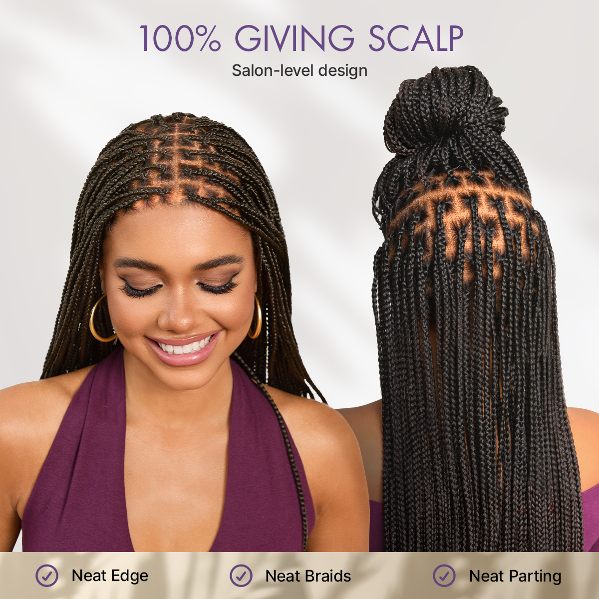 [New Arrival] 🔥Real Scalp Knotless Braided Wig – Lightweight Fit