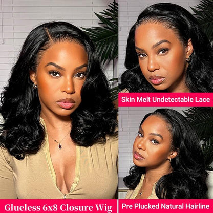 🔥Final 3 Hours: 70%OFF🔥  Density Side Part Glueless LayerCut Wig 6x8 Lace Closure Wig Body Wave Pre Cut Pre Bleached Ready Go Wigs