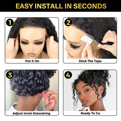 Sale Happening Now: 50% OFF – Pre-Cut Lace Kinky Straight 360 Full Lace Frontal Glueless Wig with a Hidden Adjustable Fit System, Pre-Plucked Human Hair Wig