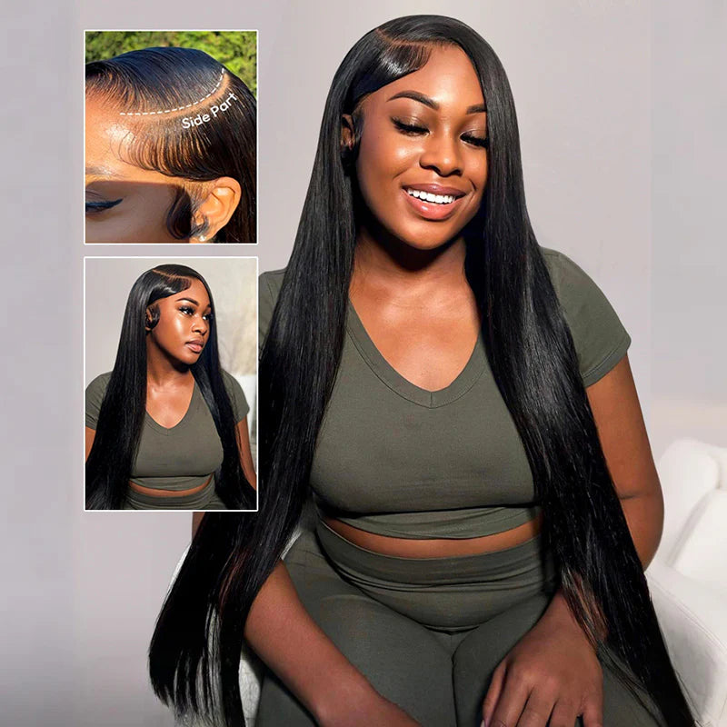 250% Density Double Drawn Straight Virgin Human Hair 13x6 HD Lace Frontal Glueless Wig Flash Sale