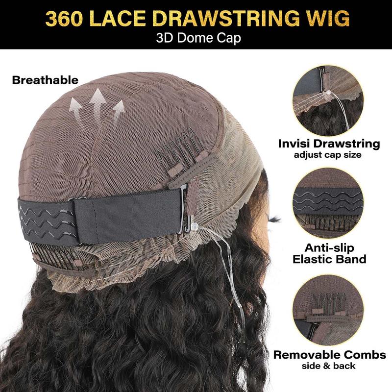 Sale Happening Now: 50% OFF – Pre-Cut Lace Kinky Straight 360 Full Lace Frontal Glueless Wig with a Hidden Adjustable Fit System, Pre-Plucked Human Hair Wig