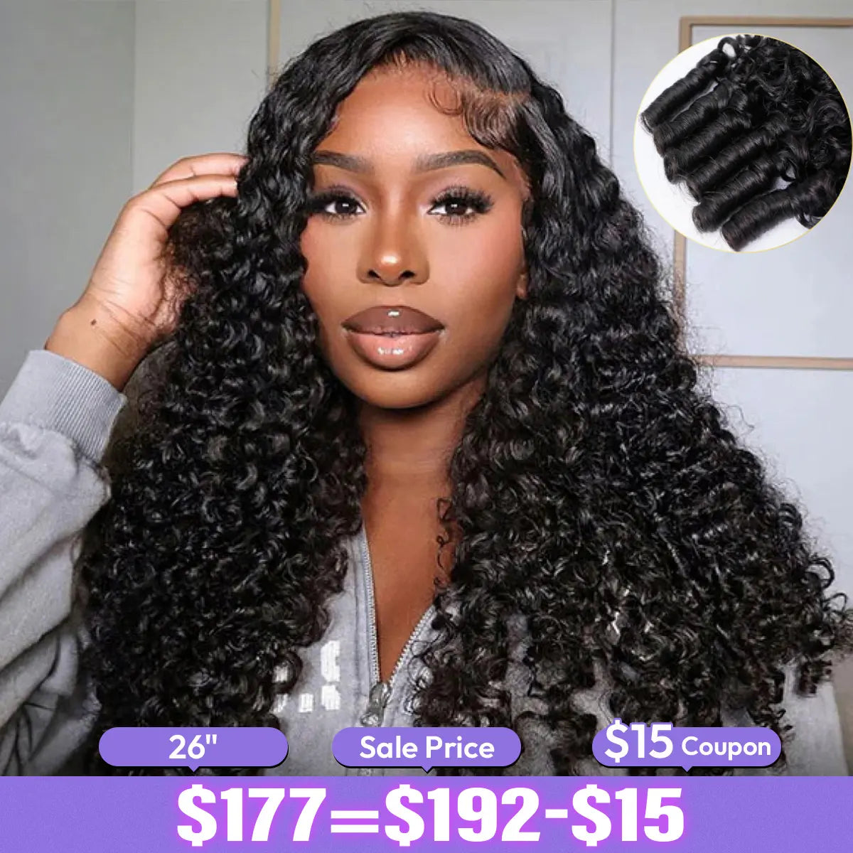 220% Density Curly Water Wave 13×6 Glueless Human Hair Wig
