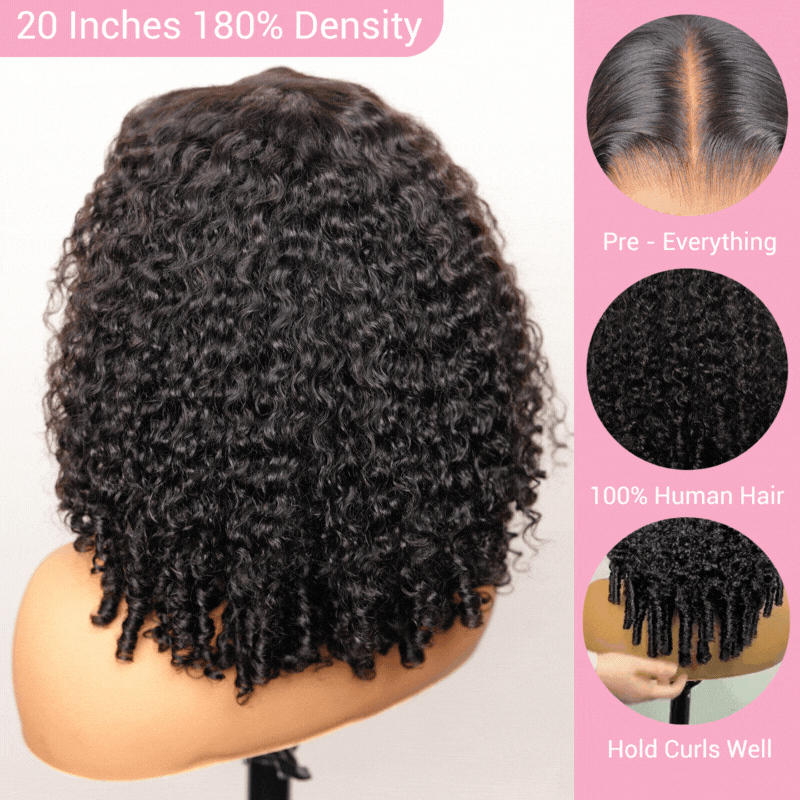 Burmese Curly 13x4 Lace Front Wig 100% Human Hair Wigs Curly Hair Pre Plucked Hairline Flash Sale
