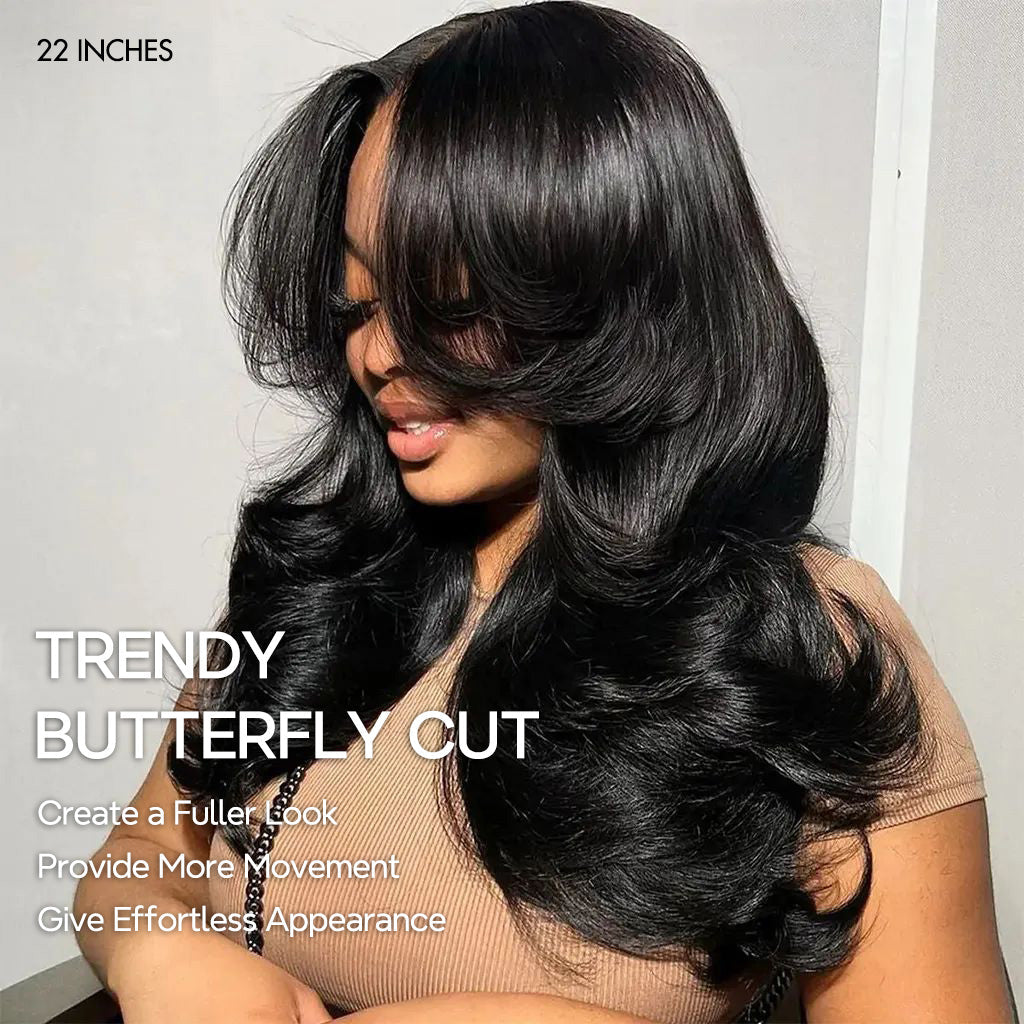 Layered Cut Glueless Loose Body Wave 6×5 HD Lace Wig Pre-Everything Human Hair Wigs