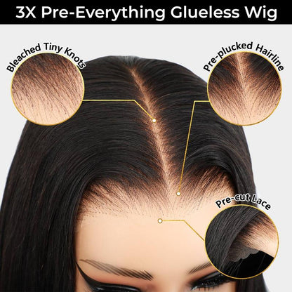 Sale Happening Now: 50% OFF – Pre-Cut Lace Kinky Straight 360 Full Lace Frontal Glueless Wig with a Hidden Adjustable Fit System, Pre-Plucked Human Hair Wig