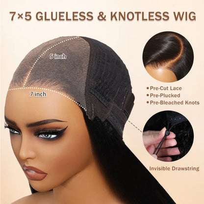 250% Density Double Drawn Straight Virgin Human Hair 13x6 HD Lace Frontal Glueless Wig Flash Sale
