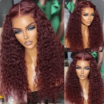 Reddish Brown Spanish Curly 13x4 Lace Front Wig Colored Transparent Lace Curly Human Hair Wigs