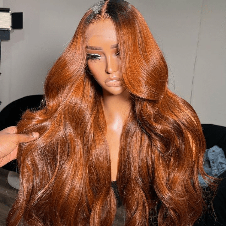 Geeta Ginger Color Lace Front Wig Body Wave 13x4/4x4 HD Lace Human Hair Wigs Ombre Colored Wigs With Dark Roots