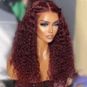 Reddish Brown Spanish Curly 13x4 Lace Front Wig Colored Transparent Lace Curly Human Hair Wigs