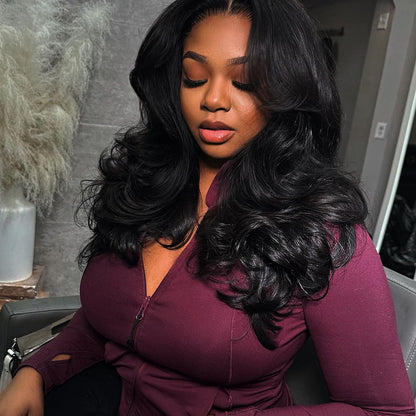 Geeta Body Wave Curtain Bangs Wigs 13X4 Lace Front Human Hair Wig With Bangs Pre Plucked Natural Hairline