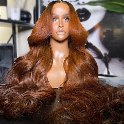 Geeta Ginger Color Lace Front Wig Body Wave 13x4/4x4 HD Lace Human Hair Wigs Ombre Colored Wigs With Dark Roots