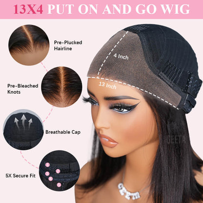 Brown Straight Glueless Wig Ombre 13X4 Lace Front Wig Pre Plucked Hairline Human Hair Wig