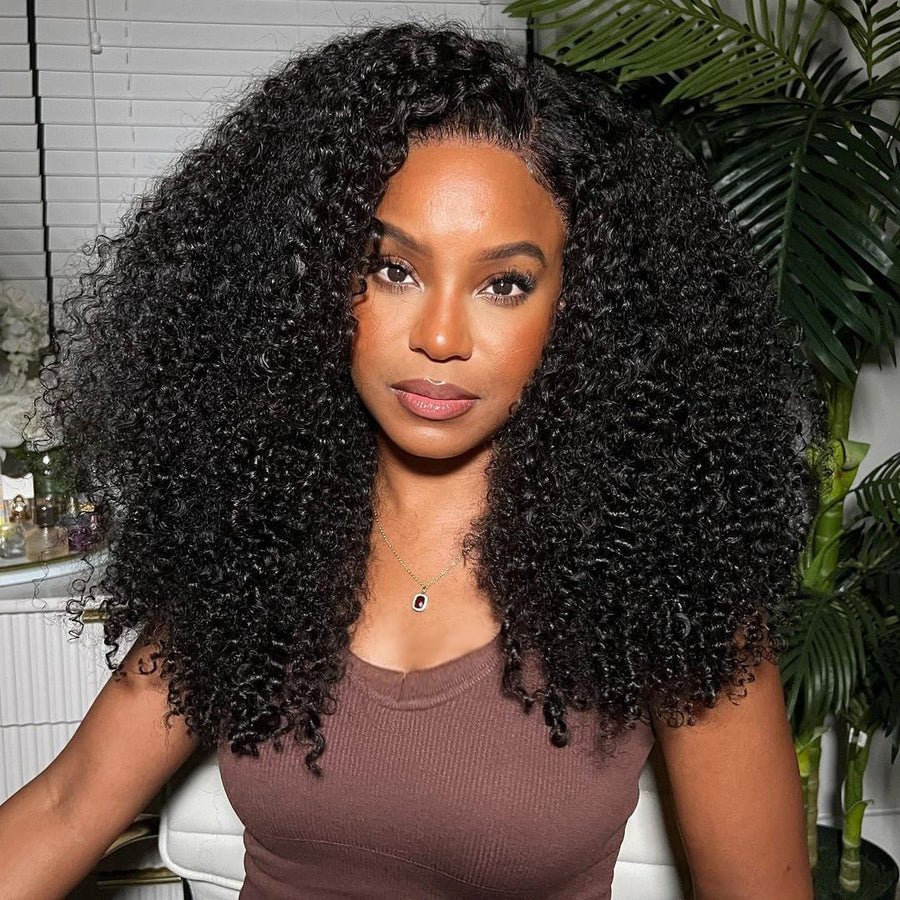 Fluffy Kinky Curly HD Transparent Lace Front Wigs 13x4/6x4 Real Human Hair Wig Pre Plucked Hairline-Geeta Hair
