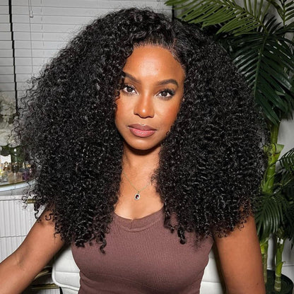 Fluffy Kinky Curly HD Transparent Lace Front Wigs 13x4/6x4 Real Human Hair Wig Pre Plucked Hairline-Geeta Hair