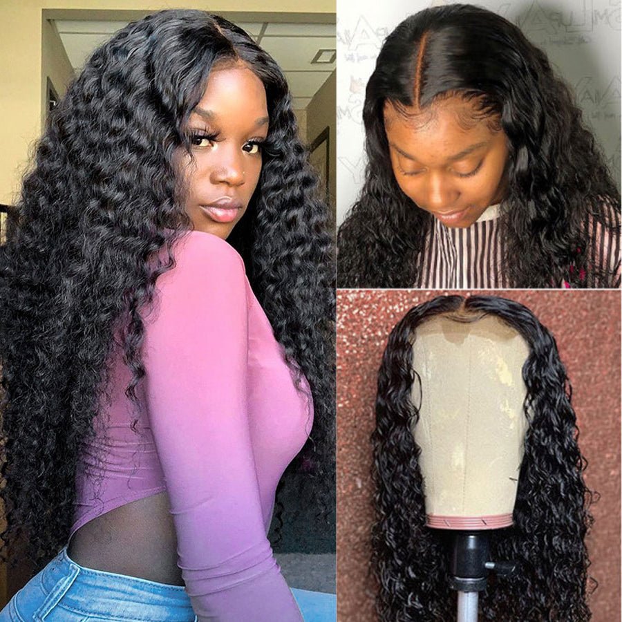 $179 26Inch Deep Curly Glueless Transparent Lace Front Wig Pre Plucked Brazilian Human Hair Wig Flash Sale