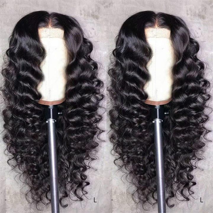 Natural Crimps Curls Loose Deep Wave Glueless 5x5/6x4.5 Closure Human Hair Wig With Baby Hair-Geeta Hair