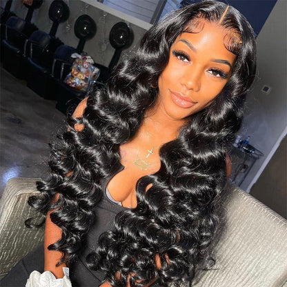 Natural Crimps Curls Loose Deep Wave Glueless 5x5/6x4.5 Closure Human Hair Wig With Baby Hair-Geeta Hair
