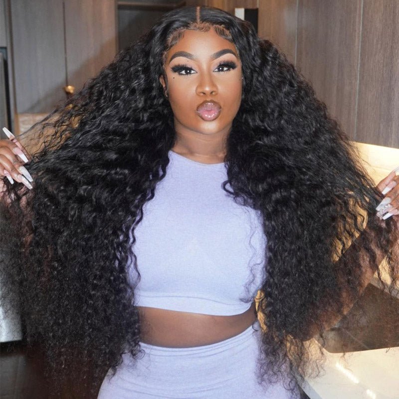 $179 26Inch Deep Curly Glueless Transparent Lace Front Wig Pre Plucked Brazilian Human Hair Wig Flash Sale