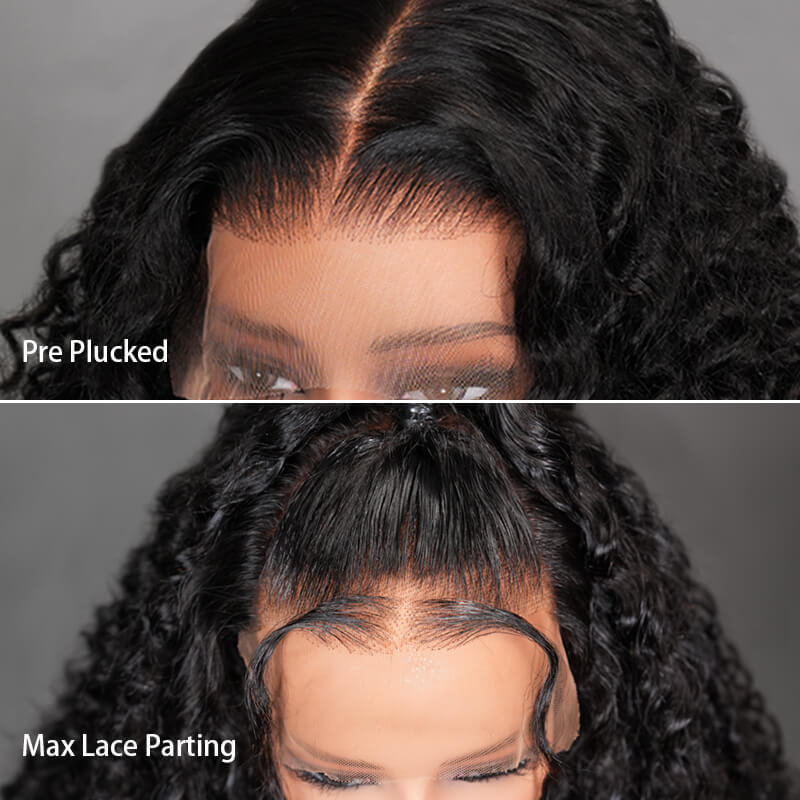 $179 26Inch Deep Curly Glueless Transparent Lace Front Wig Pre Plucked Brazilian Human Hair Wig Flash Sale