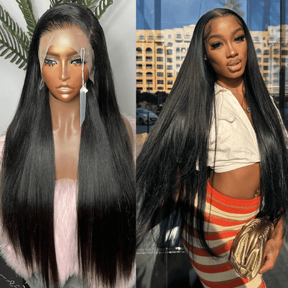Geeta Long Straight 13x4 HD Lace Front Wig Pre Plucked Natural Hairline 100% Virgin Human Hair Wigs