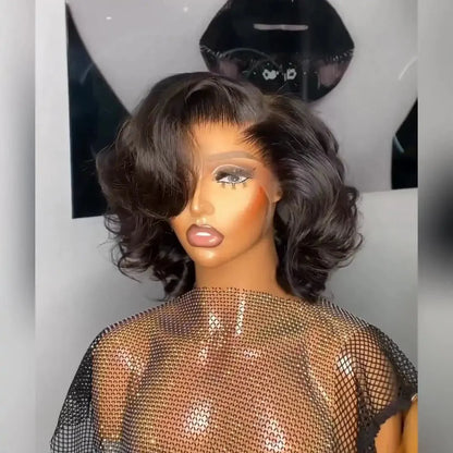 Short Lace Front Wigs Loose Wave Hair Glueless Human Hair Bob Wig