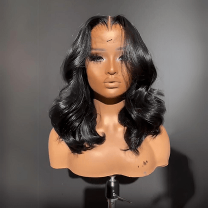 Wear And Go Glueless Human Hair Bob Wig Brazilian Body Ocean Wave 13x4 Lace Front Pre Plucked Human Wigs Flash Sale