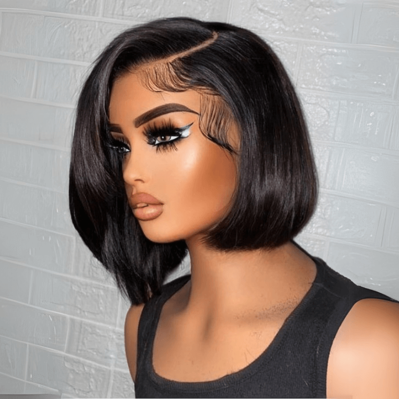 Geeta Brown Highlight Side Part Short Bob Wig Glueless Straight Lace Front Human Hair Wigs Flash Sale