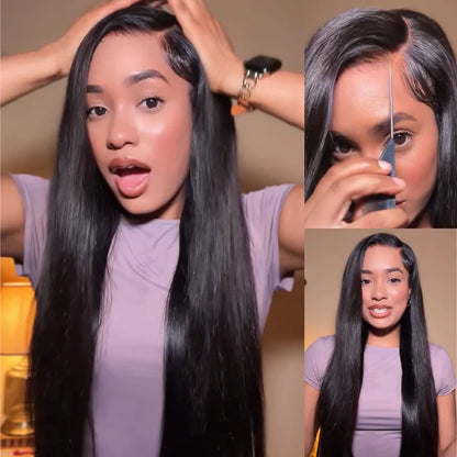 250% Density Double Drawn Straight Virgin Human Hair 13x6 HD Lace Frontal Glueless Wig Flash Sale