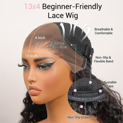 Money Piece Brown Body Wave Transparent Lace Front Wigs Glueless Skunk Stripe Color Human Hair Wigs