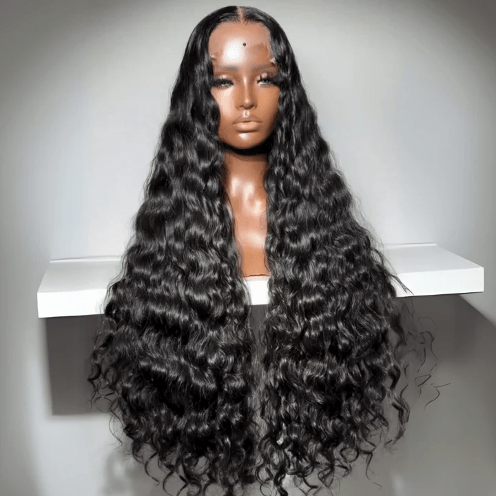 13x4 Lace Front Raw Indian Glueless Wig Natural Wavy 300% Density Human Hair Wigs Pre Plucked