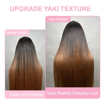 Brown Straight Glueless Wig Ombre 13X4 Lace Front Wig Pre Plucked Hairline Human Hair Wig